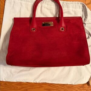 Jimmy Choo Red Smooth Leather and Suede Riley Handbag